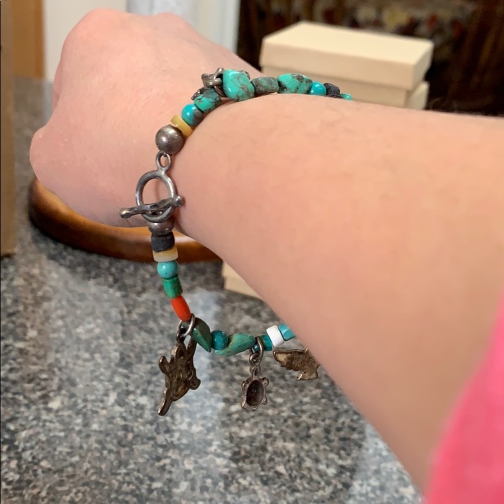 Handmade turquoise bracelet w/ charms - Picture 4 of 6